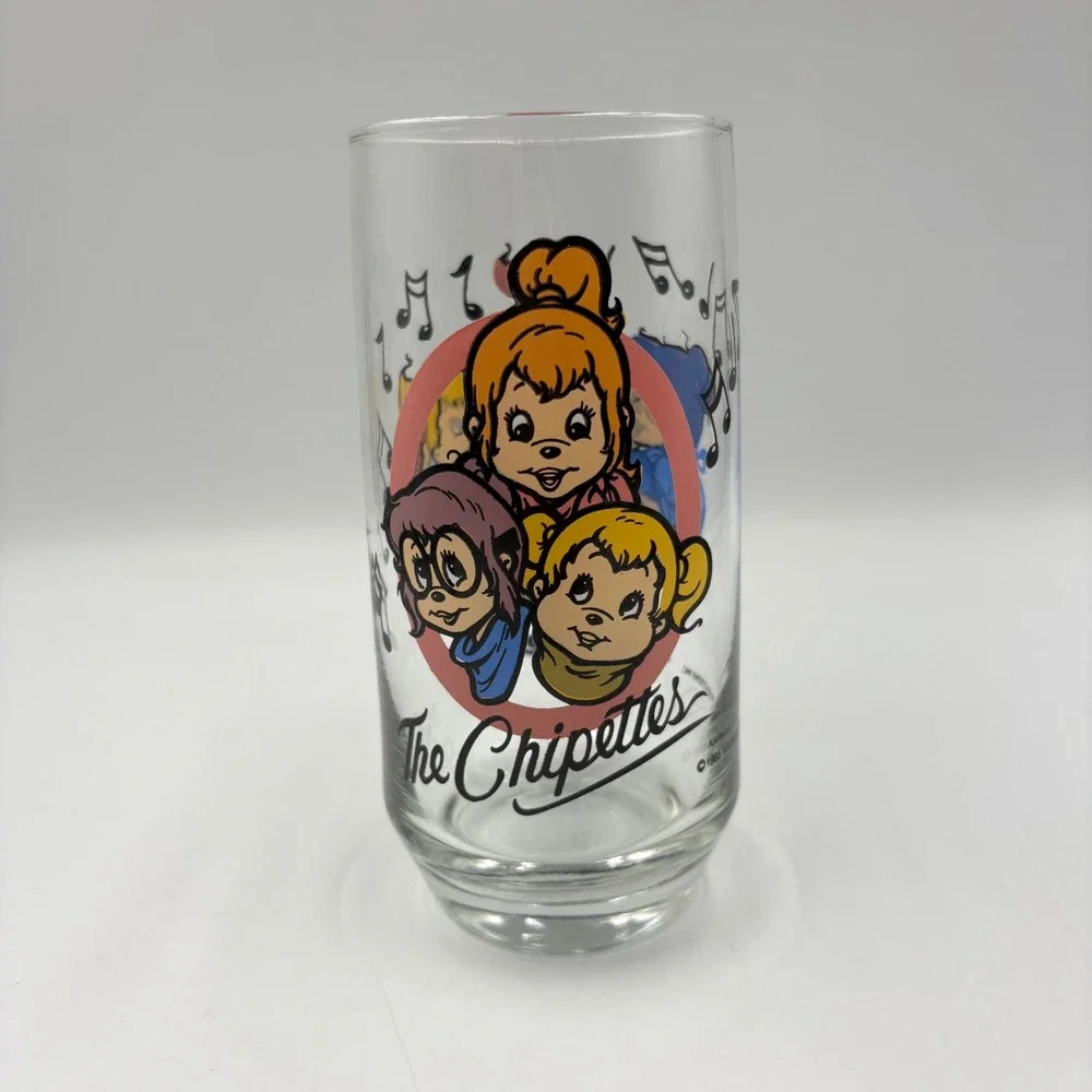 Karman/Ross The Chipettes Drinking Glass Clear Good 1985 Vintage Music
